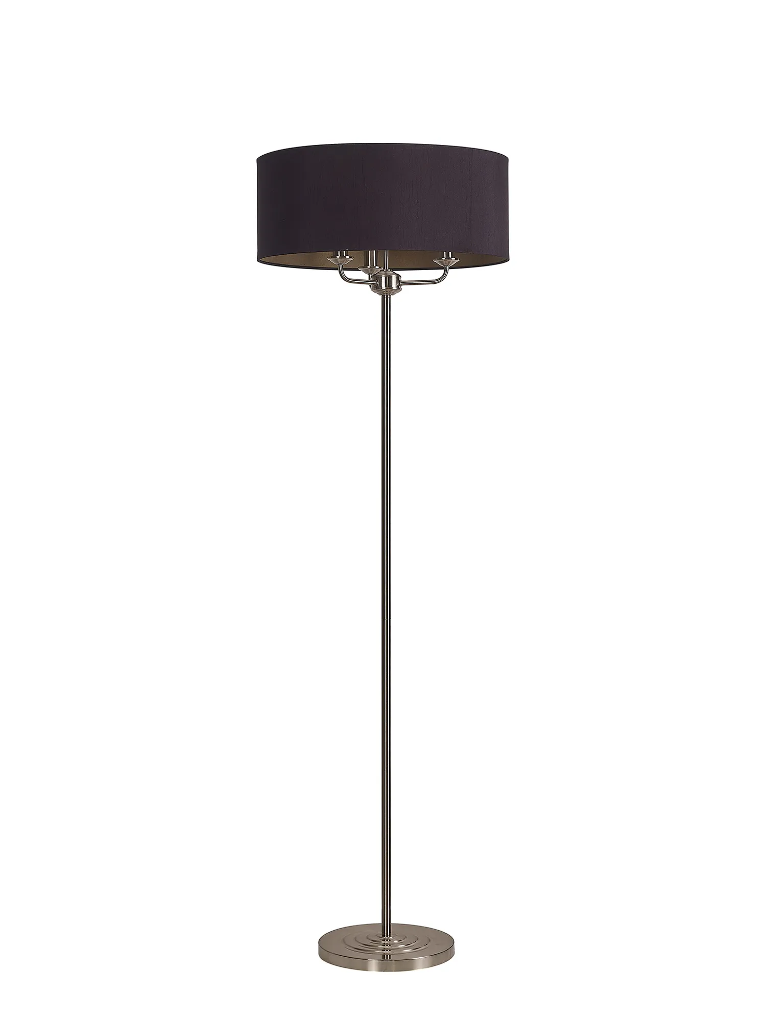 Banyan 45cm 3 Light Floor Lamp Satin Nickel; Midnight Black DK0933  Deco Banyan SN BL/GR